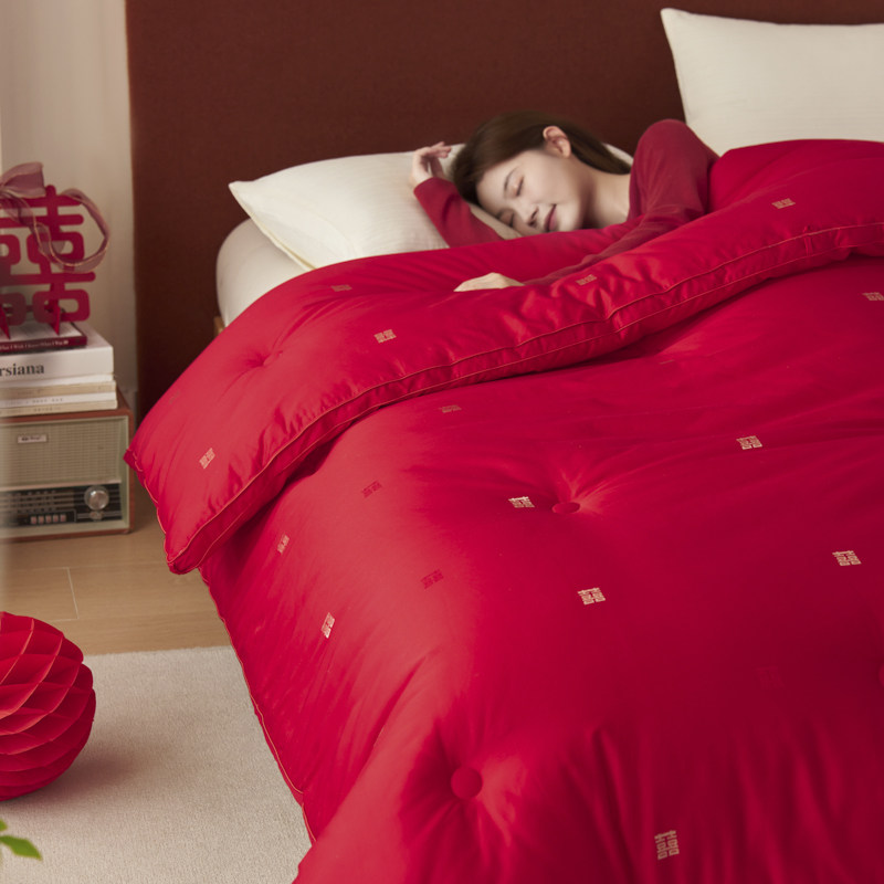 喜字刺绣红色婚庆被芯大豆纤维四季被抗菌结婚陪嫁春秋被子冬被芯,淘宝优惠券,粉丝福利购,淘宝优惠卷