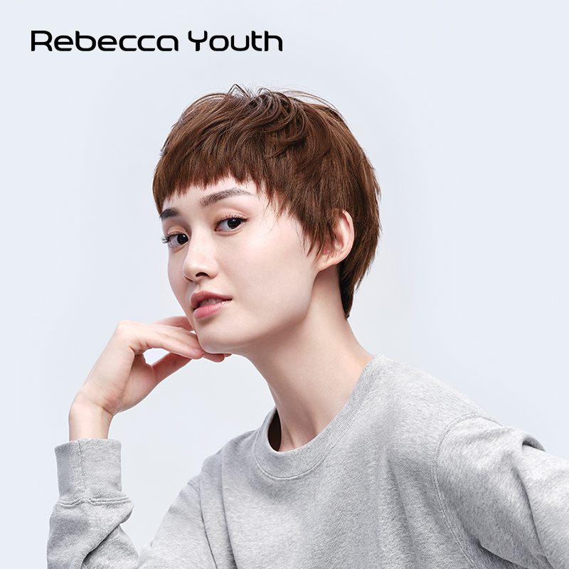 瑞贝卡假发女短发眉上狗啃刘海全真人发时尚明星同款短直发头套