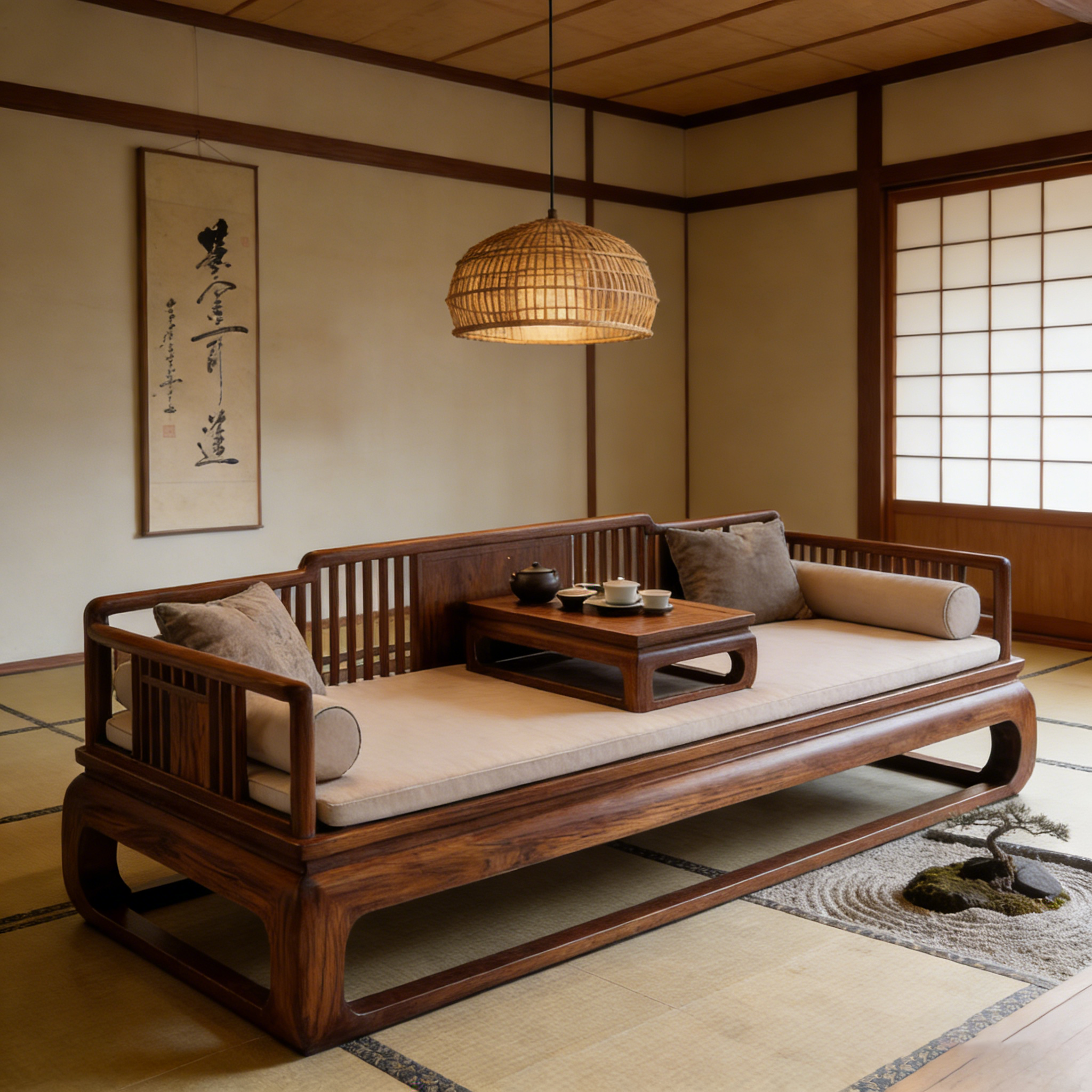 新中式黑胡桃木茶桌2026新款宋式美学罗汉床禅意办公室泡茶桌家具,淘宝优惠券,粉丝福利购,淘宝优惠卷