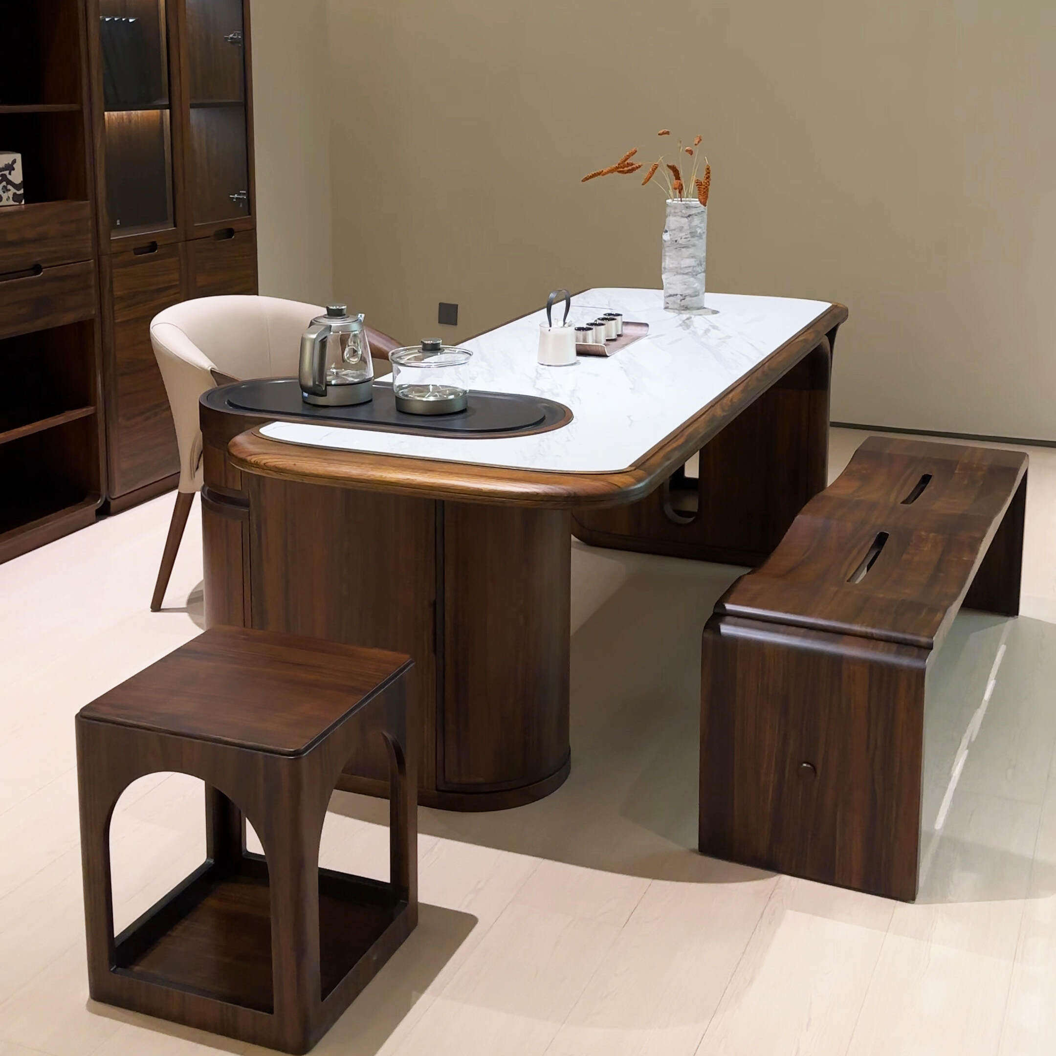 新中式实木茶桌高端北美黑胡桃木岩板茶台2026新款现代轻奢泡茶桌,淘宝优惠券,粉丝福利购,淘宝优惠卷