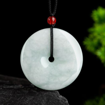 Natural Emerald A goods Safe button Myanmar jade buckle pendant jewels Yupei glutinous seed jade pendant necklace with clear water jade pendant