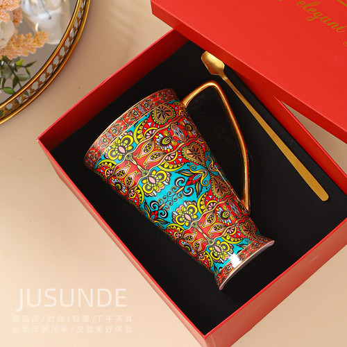 jusunde 奢华高端骨瓷大容量500ml马克杯大唐杯生日礼物伴手礼品 - 图1