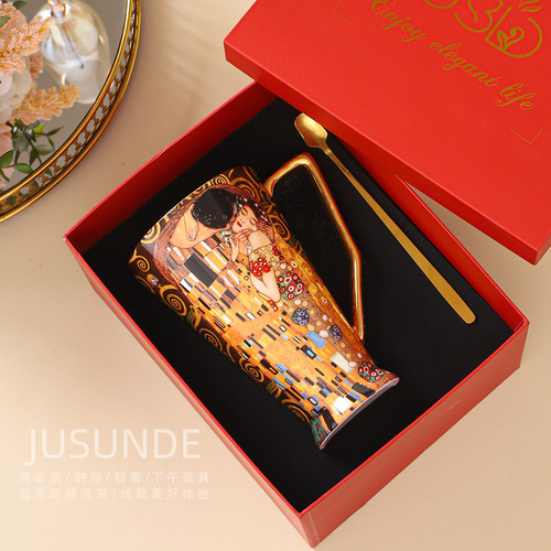 jusunde 奢华高端骨瓷大容量500ml马克杯大唐杯生日礼物伴手礼品 - 图3