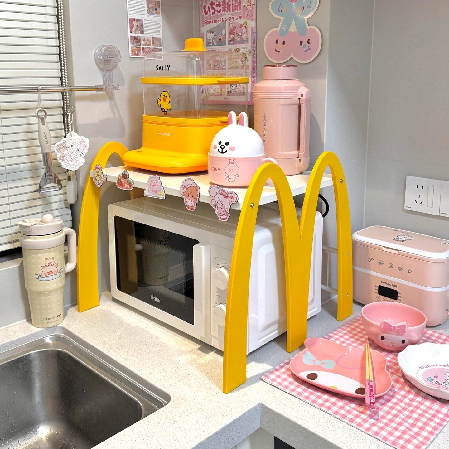 微波炉置物架厨房台面多功能电饭锅烤箱支架省空间家用双层收纳架,淘宝优惠券,粉丝福利购,淘宝优惠卷