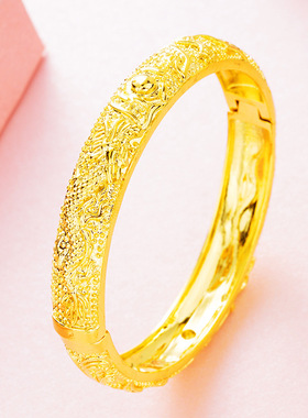 时尚风沙金开口结婚新娘卡扣手镯