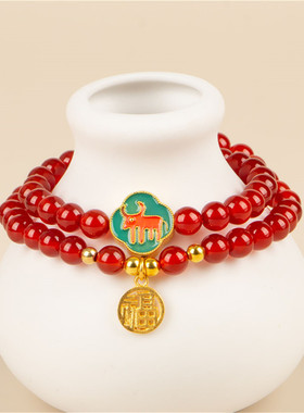 双圈手链十二生肖古法沙金不褪色