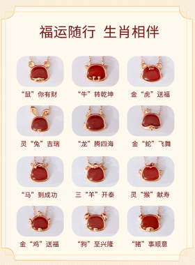 一生一石十二生肖红玛瑙项链