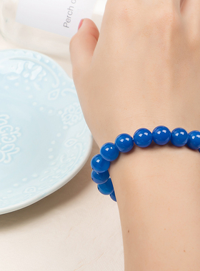 天然正品蓝玛瑙手串手链玉髓水晶