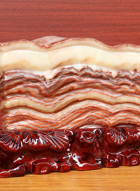 26*18*3cm3000g天然石材奇石摆件猪肉石五花肉桌面装饰雕刻石摆件