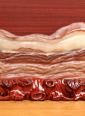 29*19*3cm2959g天然石材奇石摆件猪肉石五花肉桌面装饰雕刻石摆件