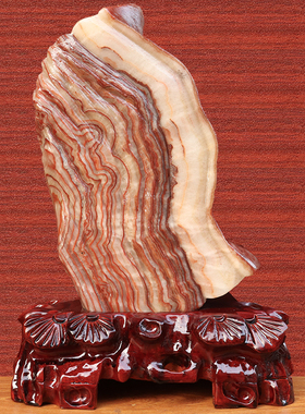 23*36*4cm5232g天然石材奇石摆件猪肉石五花肉桌面装饰雕刻石摆件