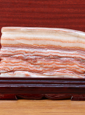 18*12*2cm952g天然石材奇石摆件猪肉石五花肉桌面装饰雕刻石摆件