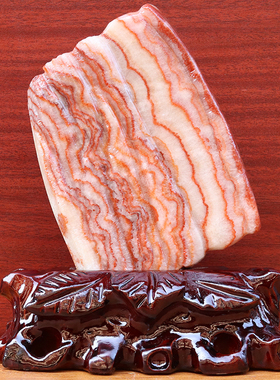 16*20*2cm1065g天然石材奇石摆件猪肉石五花肉桌面装饰雕刻石摆件