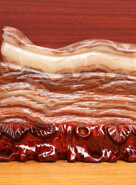 28*22*3cm3566g天然石材奇石摆件猪肉石五花肉桌面装饰雕刻石摆件