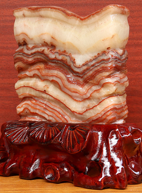 16*17*4cm1826g天然石材奇石摆件猪肉石五花肉桌面装饰雕刻石摆件