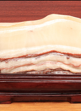 22*19*3cm2250g天然石材奇石摆件猪肉石五花肉桌面装饰雕刻石摆件