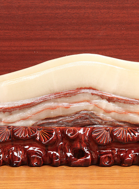 26*16*2cm2027g天然石材奇石摆件猪肉石五花肉桌面装饰雕刻石摆件