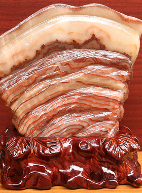 19*21*10cm6090g天然石材奇石摆件猪肉石五花肉桌面雕刻石摆件