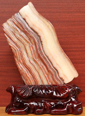 16*25*2cm1605g天然石材奇石摆件猪肉石五花肉桌面装饰雕刻石摆件