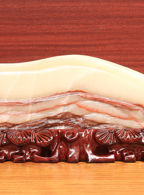 27*16*2cm2158g天然石材奇石摆件猪肉石五花肉桌面装饰雕刻石摆件