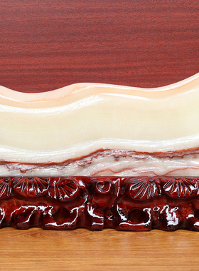 28*16*3cm2317g天然石材奇石摆件猪肉石五花肉桌面装饰雕刻石摆件