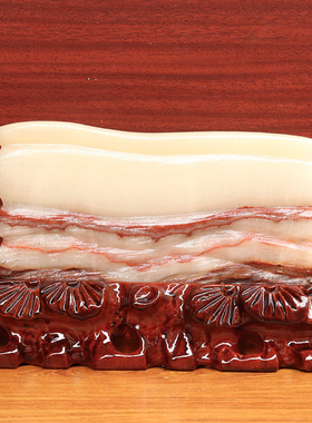 23*14*2cm1554g天然石材奇石摆件猪肉石五花肉桌面装饰雕刻石摆件