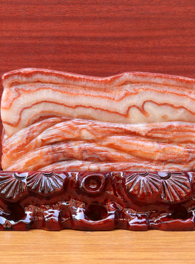 21*14*2cm1310g天然石材奇石摆件猪肉石五花肉桌面装饰雕刻石摆件