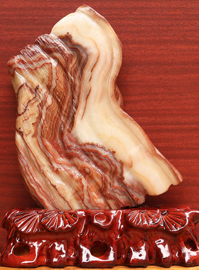 21*38*2cm2278g天然石材奇石摆件猪肉石五花肉桌面装饰雕刻石摆件