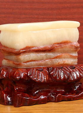 14*11*6cm1373g天然石材奇石摆件猪肉石五花肉桌面装饰雕刻石摆件