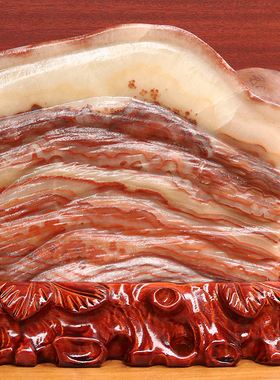 24*23*5cm5728g天然石材奇石摆件猪肉石五花肉桌面装饰雕刻石摆件