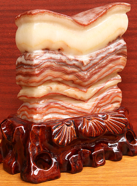 16*18*4cm2234g天然石材奇石摆件猪肉石五花肉桌面装饰雕刻石摆件