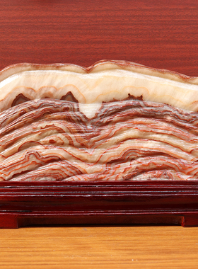 29*20*3cm4123g天然石材奇石摆件猪肉石五花肉桌面装饰雕刻石摆件