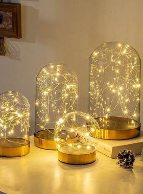 永生花玻璃罩金属卡扣EVA灯串底手办玫瑰积木花应援棒防尘展示盒