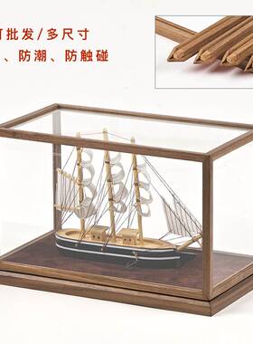 榫卯结构玻璃罩观音佛像摆件透明展示盒天然实木雕刻新中式防尘罩
