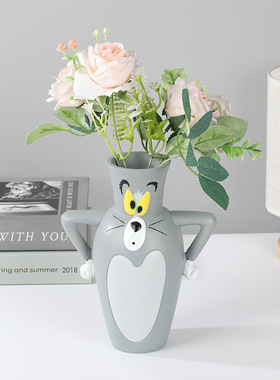 厂家猫和老鼠插花摆件创意汤姆现代简约客厅装饰树脂工艺品