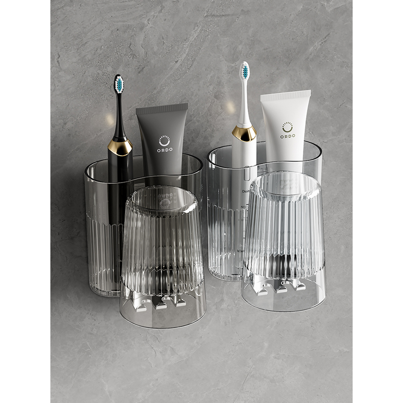 牙刷置物架免打孔刷牙杯漱口杯挂墙架子壁挂式卫生间电动牙刷挂架 - 图3