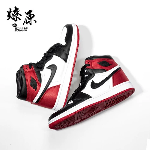Air Jordan 1 AJ1 Satin Black Black Toe Red Silk Gang Gang Женская обувь CD0461-016