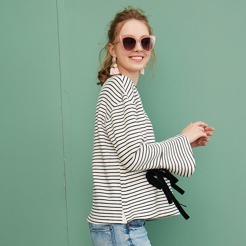 十月妈咪孕妇薄款针织条纹可t恤 旭申母婴T恤