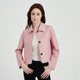 Moxuan short pink leather jacket small