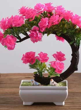 玫瑰仿真花盆景绿植小盆栽