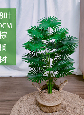 假花盆栽摆件散尾蒲葵棕榈叶落地