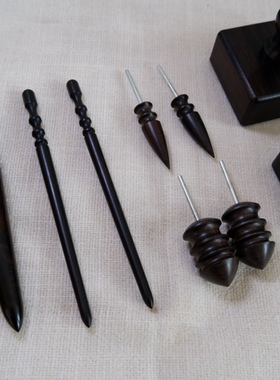 紫光檀木打磨头diy手工皮革电动抛光皮边处理黑檀木打磨棒工具