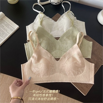 Ultra slim rabbit ear lingerie female large breasted with small chest and breathable micro-gathering soft support to receive the auxiliary milk anti-sagging body bra