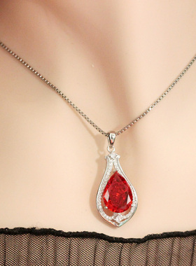 雷迪恩帕德玛石榴石吊坠项链纯银