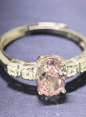 冰花切粉钻石戒指925纯银度白金