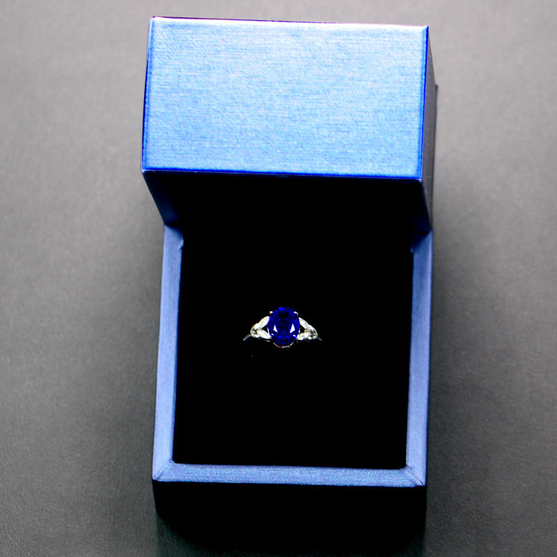 Leaf ring for women sapphire two carat tanzanite
