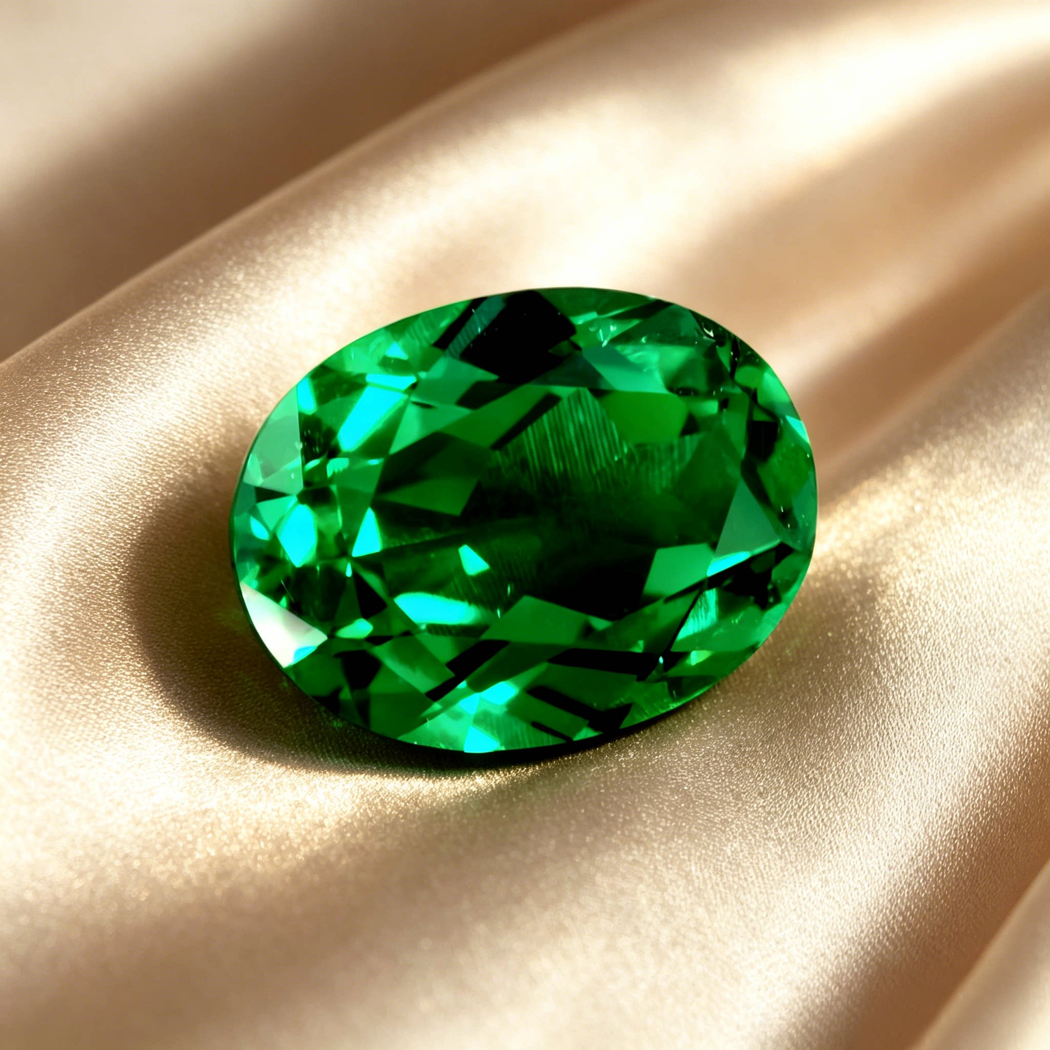 Oval emerald loose stone synthetic gemstone