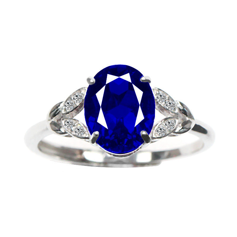 Leaf ring for women sapphire two carat tanzanite