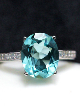 帕拉伊巴海蓝宝碧玺戒指彩色纯银