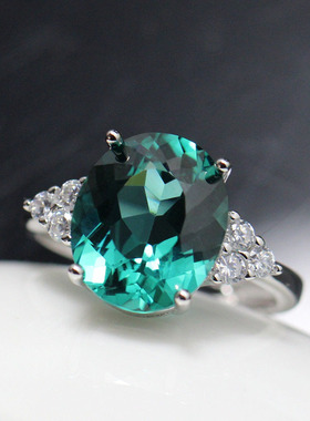 椭圆形蛋形绿碧玺戒指女款开口